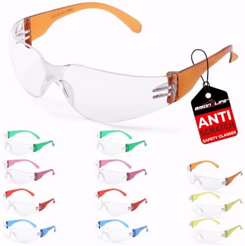 BISON LIFE Assorted Safety Glasses for Men & Women, ANSI Z87.1, 12 Pack