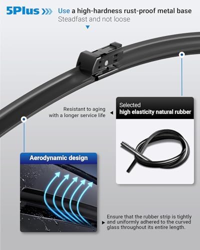 5 PLUS Custom-Fit Wipers fits 2022-2024 Ford Maverick Wiper Blades