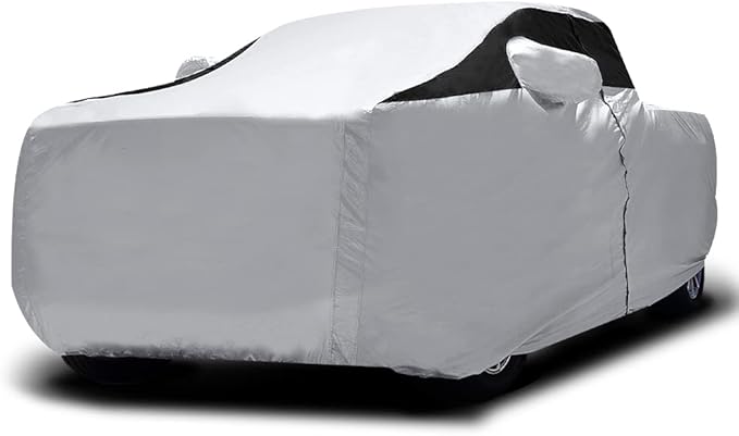 Titan Premium Multi-Layer PEVA Car Cover for Mid-Size Pick-up Trucks 200-212”. Waterproof, UV Protection, Anti-Scratch Protective Lining, Driver-Side Zippered Opening. Fits Tacoma, Ranger and More.