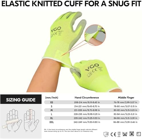 Vgo... 15Pairs PU Coated Safety Work Gloves,Gardening Gloves (PU2103,XL)