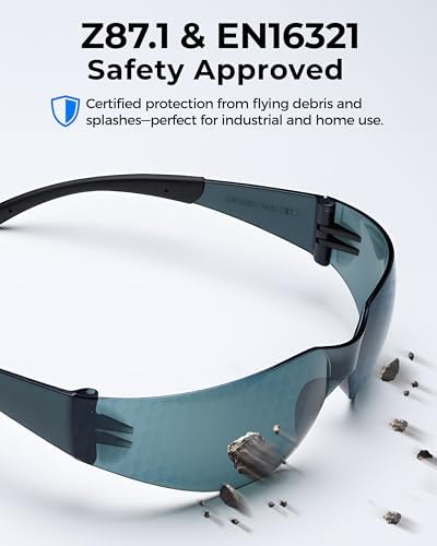 toolant Bulk Safety Glasses with ANSI Z87.1 / UV 400 Standard, Clear and Smoke Grey