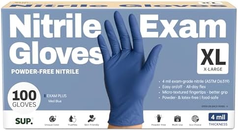 Supmedic SUP Exam Plus® Nitrile Gloves, Powder-Free Disposable Med Blue