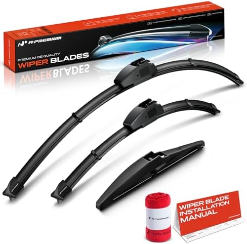A-Premium 28"+14"+8" Windshield Wiper Blades with Wear Indicator & Towel