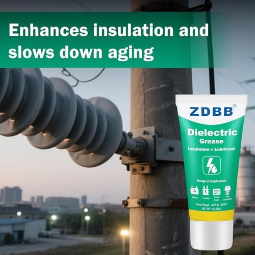ZDBB Silicone Dielectric Grease for Electrical Connectors, Die Electrical Contact Grease Spark Plug, Battery Terminal, Marine Automotive Waterproof Insulation Protection with Brush 1oz (2pcs)