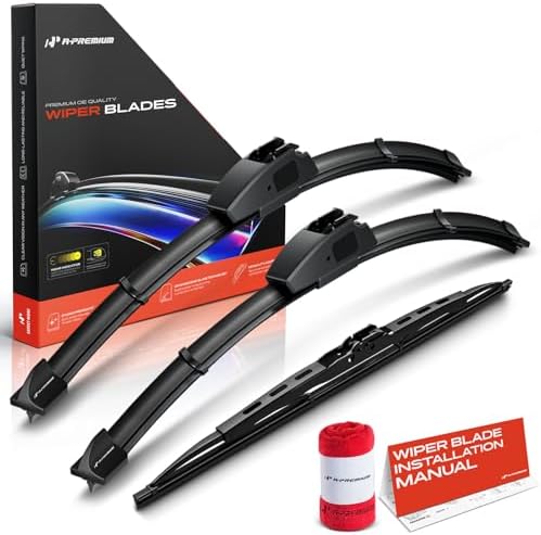 A-Premium 16"+16"+15" Windshield Wiper Blades with Wear Indicator & Towel