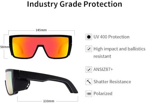 Safety Polarized Sunglasses for Men and Women UV400 Protection and Includes Removable Side Shields,ANSI Z87