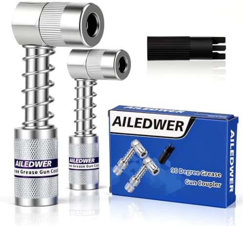 2 Pack 90 Degree Grease Gun Coupler for Tight Spaces, Right Angle Adapter
