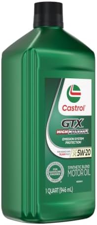 Castrol GTX High Mileage 5W-20 Synthetic Blend Motor Oil, 1 Qt, Pack of 6