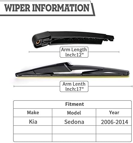 Rear Windshield Wiper Arm & Blade Assembly for Kia Sedona 2006-2014