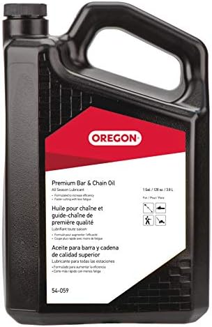Oregon Premium Bar and Chain Oil, Grease Gun for Chainsaws - 1 Gallon Bottle Oil, Pre Loaded Lubricant Gun