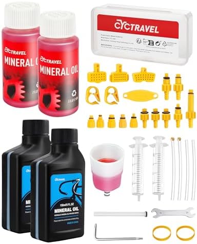 Brake Bleed Kit for Shimano, TEKTRO, TRP Hydraulic Disc Brakes, Mountain Brake Bleed Kit Including High Performance Mineral Oil Brake Fluid (120ml+300ml).