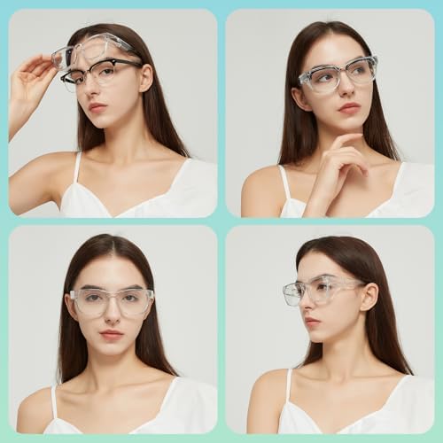 Alsenor Safety Glasses Anti Fog Goggles Fit Over Prescription Eyewear Blue Light Blocking Oversized Eyeglasses For Men Women (Oversized-Clear)