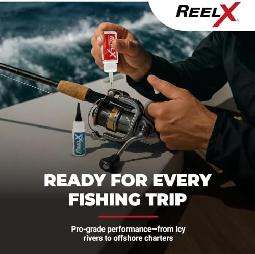 ReelX Fishin' Kit Combo, Marine-Grade Corrosion-Resistant Reel Oil and Grease Set with Precision Applicators for Bearings, Spinning, Baitcasting, Spincast, Fly, Trolling and Electric Reels, 1 oz Each