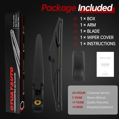 OTUAYAUTO Rear Windshield Wiper Arm Blade Set - Replacement for Jeep Cherokee KL 2014-2023, Chrysler Pacifica 2017-2024 - Factory Style Back Wiper Cover Accessories Assembly for Rear Window