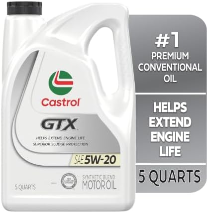 Castrol GTX 5W-20 Synthetic Blend Motor Oil, 5 Quarts