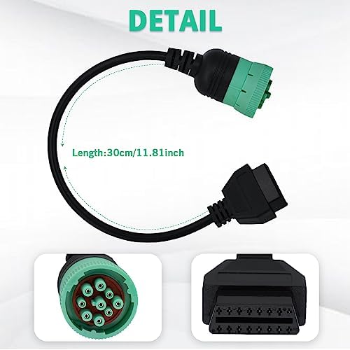 9 Pin to 16 Pin OBD2 Adapter Cable for Heavy Duty Trucks