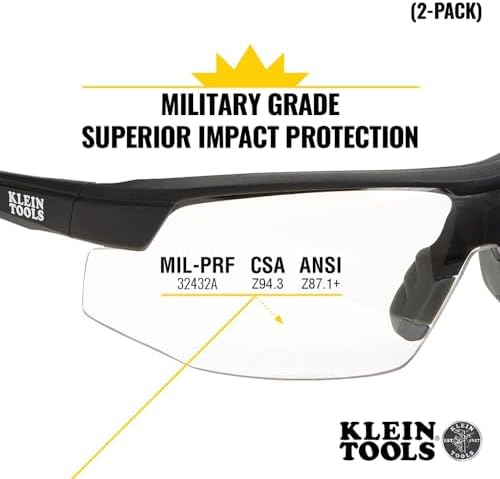 KLEIN TOOLS 60171 Semi Frame Safety Glasses, Clear Lens, 2-Pack