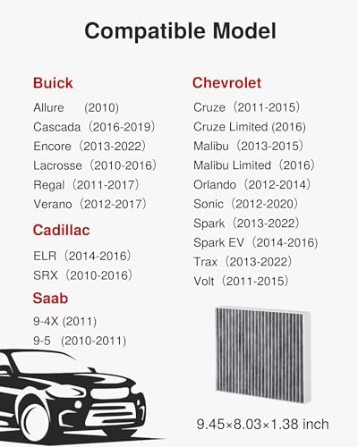 Puroma Cabin Air Filter Activated Carbon for CF10775 Buick Chevrolet Saab