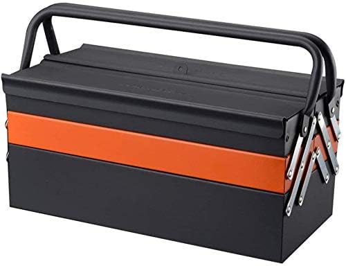 Edward Tools Portable Metal Tool Box with 3 Level Fold Out Organizer Storage - Heavy duty metal frame with smooth metal cantilever latchets - Rust/Scratch Resistant Finish - Hand Carry