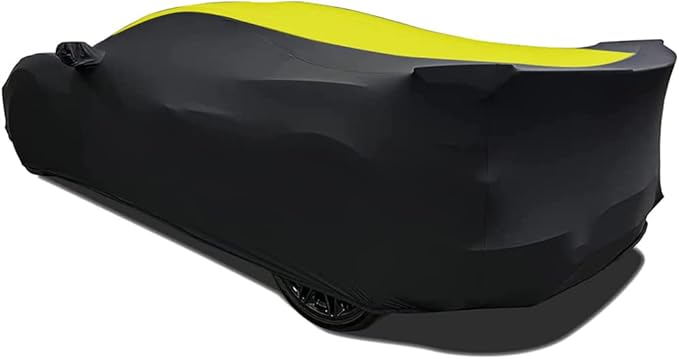 SR1 Performance USA C8 Corvette Indoor Car Cover – Custom Fit Stretch Satin Ultraguard, Soft Paint Protection Against Dust & Scratches for 2020–2026 Stingray, Z51, Z06, E-Ray (Yellow/Black)