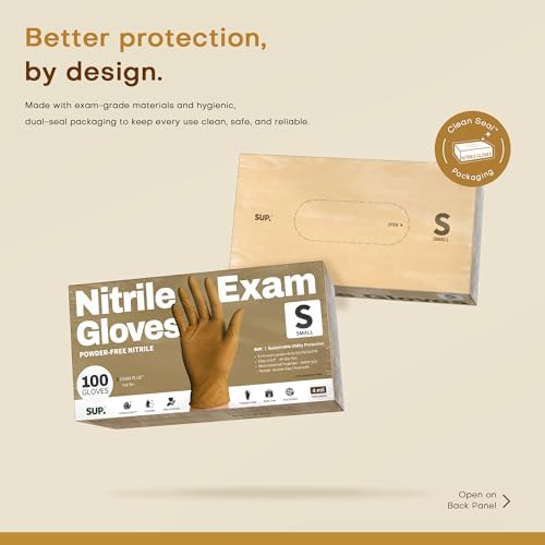 Supmedic SUP Exam Plus® Nitrile Gloves, Powder-Free Disposable, Trail Tan