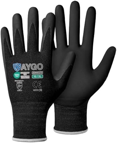 KAYGO Safety Work Gloves, MicroFoam Nitrile Coated, Men Women,KG18N