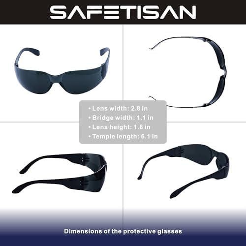 Tinted Safety Glasses Bulk, 48 Pack, Protective Dark Safety Sunglasses for UV Protection, Scratch & Impact Resistant Smoke Lenses Ideal for Construction, Outdoor Work and Shooting
