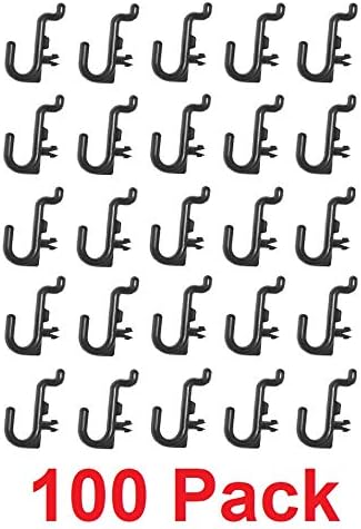 JSP Manufacturing Peg Board Plastic J Hook Style Hooks | Garage Tool Storage Craft Hooks Pegboard Asscessories (100, Black)
