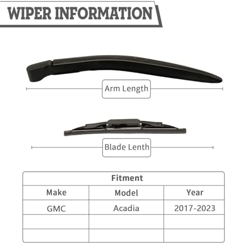 Rear Windshield Wiper Arm & Blade Assembly for GMC Acadia 2017-2023