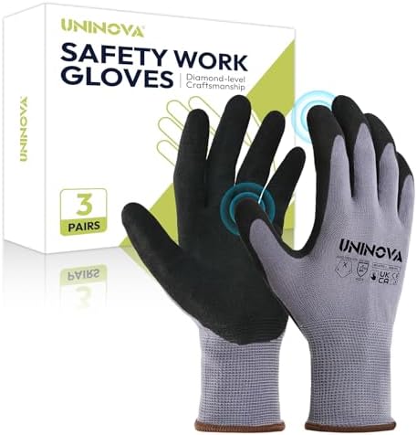 Work Gloves, Sandy Nitrile Coated, Gripped Glove for Men Women