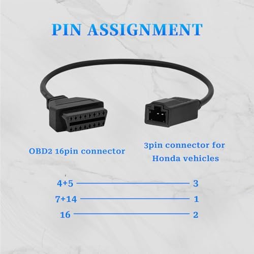OBD1 to OBD2 Adapter Fits for Honda 3Pin OBD Diagnostic Cable Connector