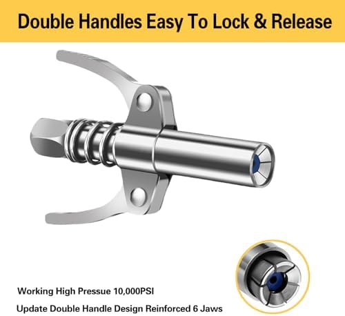 17 Piece Grease Gun Accessory Kit, Quick Connect Grease Coupler Set with 90° Adapter, 12 Inch Spring Flex Hose, Grease Zerk Fittings & Cleaning Tool, Universal for 1/8" NPT Grease Guns