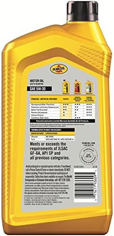 Pennzoil Synthetic Blend 5W-30 Motor Oil (1-Quart, SinglePack) (Pack of 2)