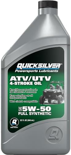 Quicksilver 5W-50 Full Synthetic 4-Stroke ATV/UTV Engine Oil, 1 Quart