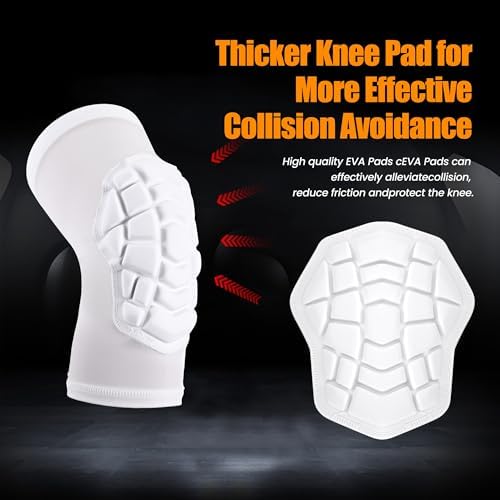 Basketball knee pads, compression leg covers for teenagers and adults, wrestling knee pads, football volleyball, pickleball, weightlifting knee pads (1 pair) (Short white, Large)