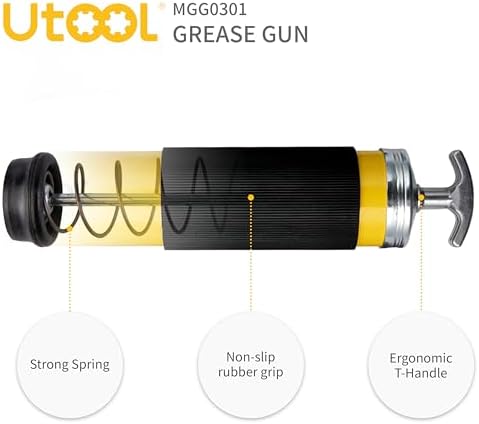 UTOOL 8000 PSI Heavy Duty Pistol Grip Grease Gun Kit, 14 oz Capacity