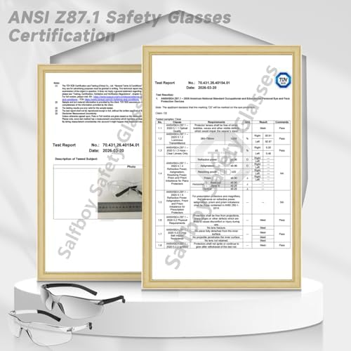 Salfboy Clear Safety Glasses Bulk，ANSI Z87.1 Scratch Resistant Eyewear