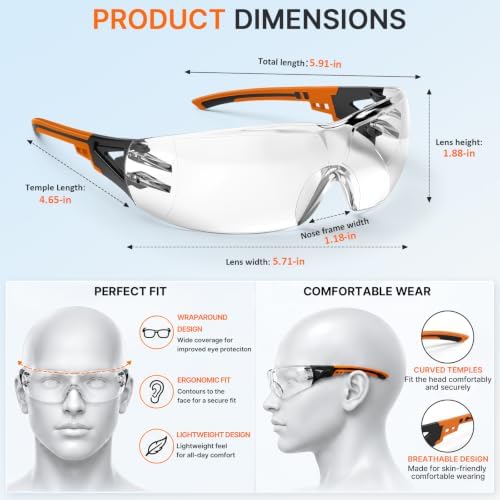 TBET 30 Pack Clear Safety Glasses Bulk, ANSI Z87.1& UV Protection Glasses