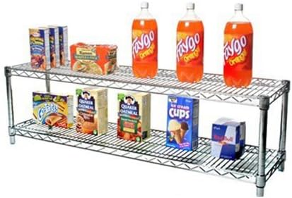 Shelving Inc. 12" d x 48" w Chrome Wire Shelving with 2 Tier Shelves, Weight Capacity 800lbs Per Shelf