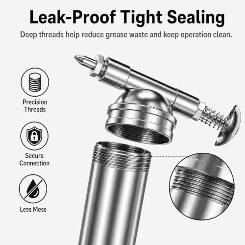 3 oz Mini Grease Gun, One-Hand Push-Type Lubricator with Needle Nozzle