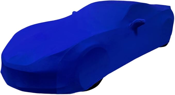 C7 Corvette Indoor Car Cover - Custom Fit Ultraguard Stretch Satin Dust Proof, High End with Storage Bag for 2014-2019 Stingray, Z51, Z06, Grand Sport Corvettes (Blue)