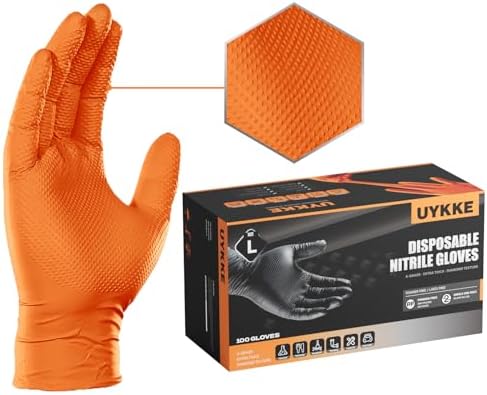 10mil Nitrile Gloves Disposable Rubber Latex Mechanic Gloves,Industrial Disposable Mechanic Latex Rubber Mechanics Glove Heavy Duty Nitrile Glove XL with Diamond Textured(101, X-Large)