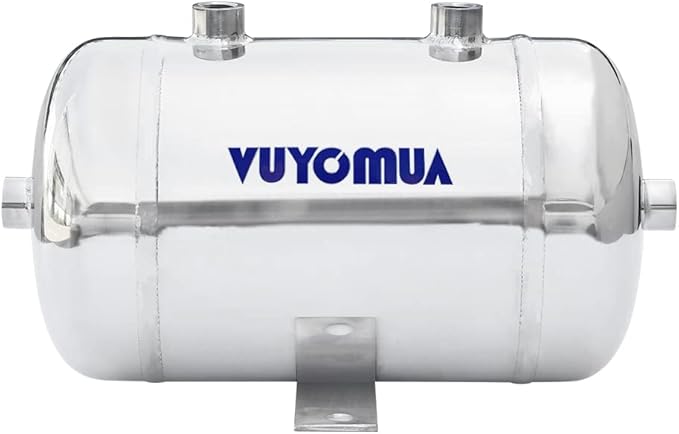 1/4" NPT Air Compressors 0.8 Gallon Stainless Steel Portable Air Compressor Max 180PSI Air Reservoir Water Storage Tank for Truck, Car, Air Horn, Inflating Tires, Air Ride
