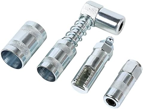 ARES 54018 – 3-Piece Grease Gun 90-Degree Adapter and Coupler Set – Includes 90-Degree Quick Connect and Quick Connect Slide-On Style Adapters – Plus Bonus Heavy Duty Grease Coupler