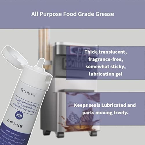 Food Grade Grease Food Safe Machine Lubricant for Frozen Dessert Equipment, O-Ring Lubricants 2X4oz