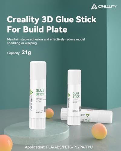Creality 3D Printer Glue Sticks PVP Solid Glue Sticks for 3D Printing Hot Bed Build Plate, Enhanced Adhesion Reduces Warping for Filament, 3D Printer Adhesive for PLA/ABS/PETG/PC/PA/TPU, 2 Pack