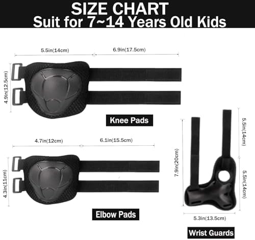 Kids/Youth Knee Pads Elbow Pads for 3-14Years Boys Girls 6 in 1 Kids Protective Gear Set Adjustable for Skating Cycling Bike Rollerblading Scooter Roller Skates