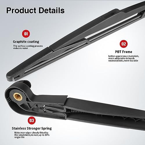 OTUAYAUTO Rear Windshield Wiper Arm Blade Assembly - Replacement for Jeep Wrangler JK 2007-2017 OEM 68002490AB