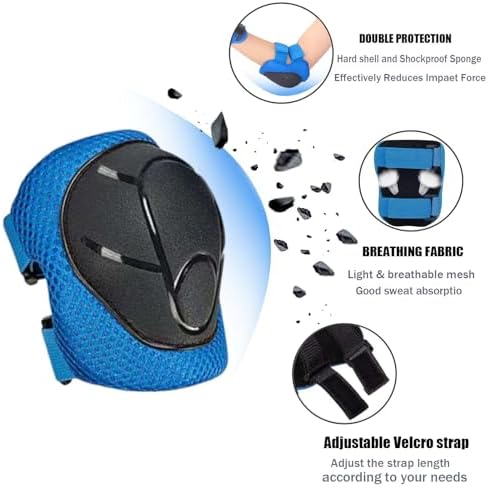 Kids/Youth Knee Pads Elbow Pads for 3-14Years Boys Girls 6 in 1 Kids Protective Gear Set Adjustable for Skating Cycling Bike Rollerblading Scooter Roller Skates
