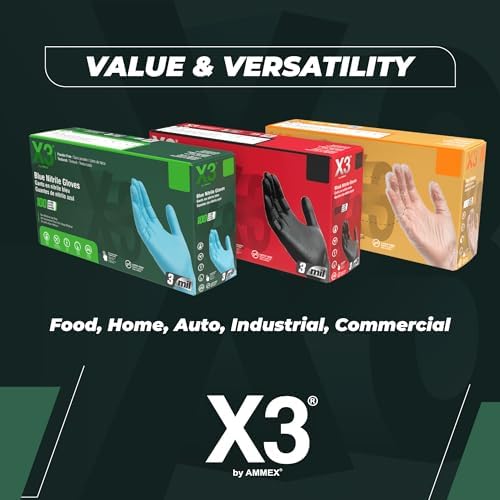 X3 Nitrile Disposable Gloves Latex Free 3 mil Black for Cooking Food Prep